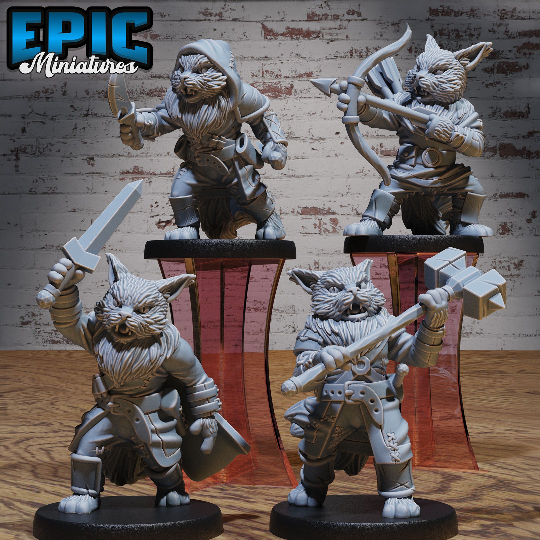 Cat Tribe Set / Catfolk / Feline Warrior / Claw Fighter / Werejaguar Beast / Were Puma / Wild Tiger Lion Animal / Encounter